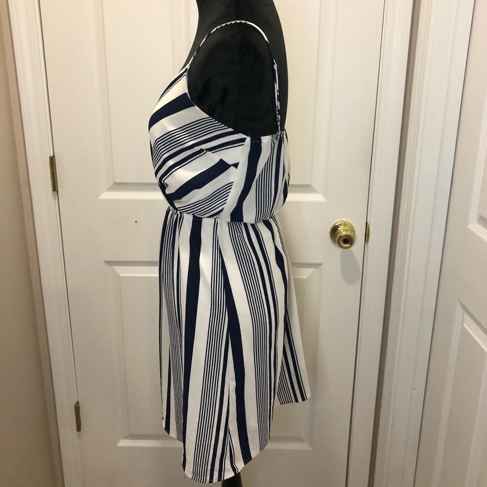 Monteau mini navy blue and white summer sun dress size small - Picture 5 of 12
